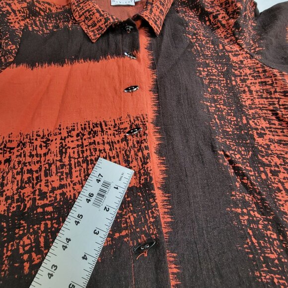 Habitat Womens Orange & Black Tunic Jacket Medium Button Front Asymmetrical Hem - Picture 6 of 9